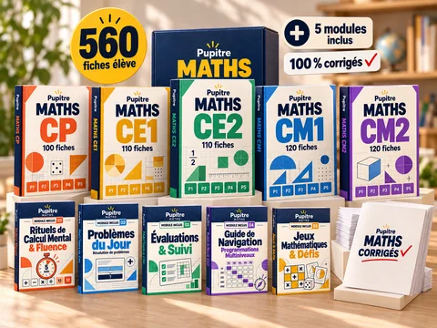 Collection complète Pupitre Maths avec 5 volumes, corrigés et 5 modules